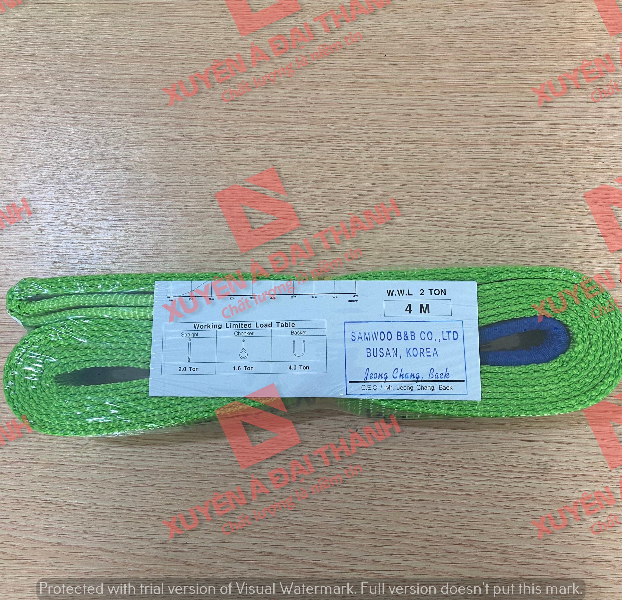 Cáp Vải Cẩu Hàng 2 Tấn x 4 Mét SAMWOO Hàn Quốc