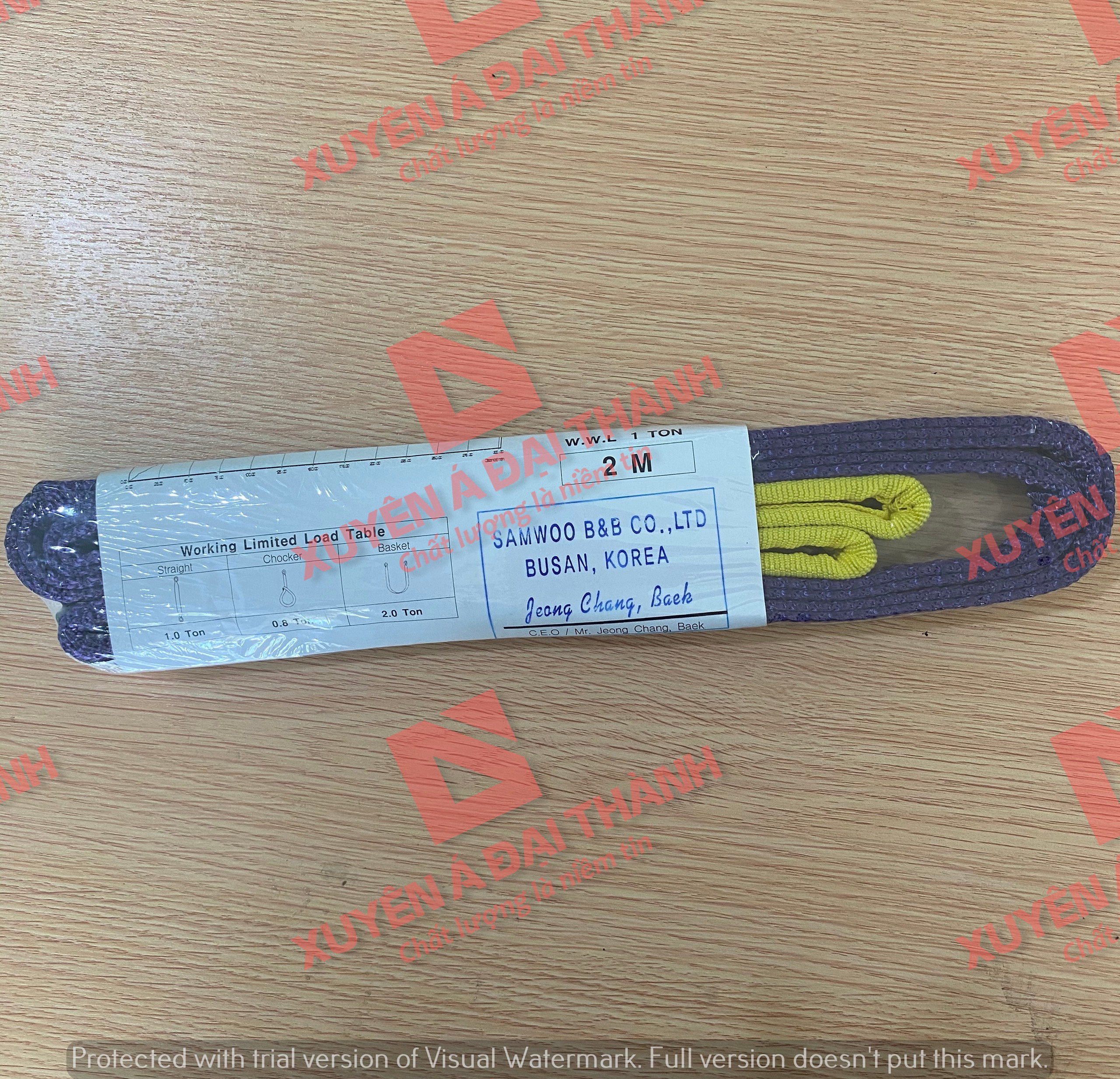 Cáp Vải Cẩu Hàng bản dẹp 1 Tấn x 2 Mét SAMWOO Hàn Quốc