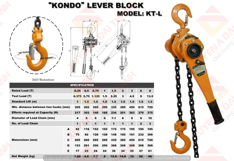 Pa lăng Xích Lắc Tay Kondotec - Nhật Bản